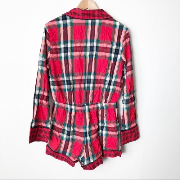 Victoria’s Secret Red Plaid Flannel Romper Pajamas small - Picture 7 of 9